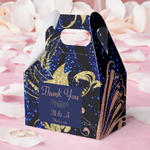 Royal Blue Gold Butterfly Wedding Favour Box