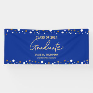 Royal Blue Gold Class of 2024 Name Graduate Banner