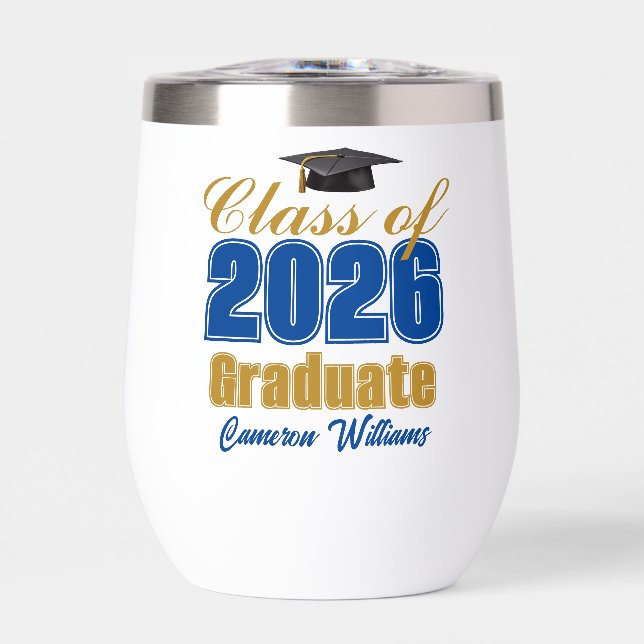Royal Blue Gold Class of 2026 Custom Graduation (Front)