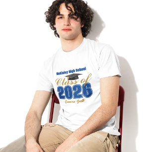 Royal Blue Gold Class of 2026 Customised Graduate T-Shirt