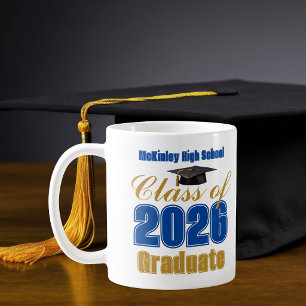 Royal Blue Gold Class of 2026 Graduate Gift Coffee Mug
