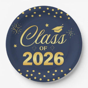 Royal Blue Gold Class of 2026 Graduation Plates