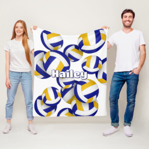 royal blue gold club colours volleyball room decor fleece blanket