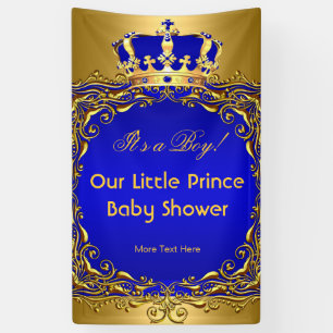 Royal Blue Gold Crown Baby Shower Boy Banner