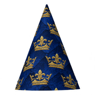 Royal Blue & Gold Crown Prince Birthday Party Hat