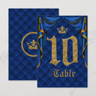 Royal Blue Gold Crown Wedding Table Number 10