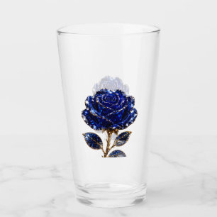 Royal Blue Gold Crystal Rose Glass