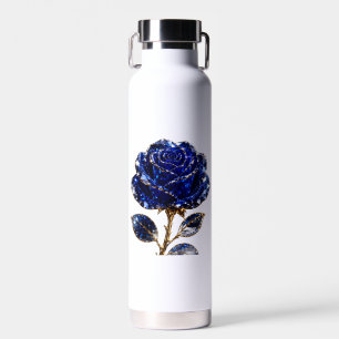 Royal Blue Gold Crystal Rose Water Bottle