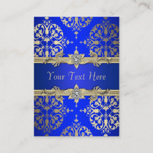 Royal Blue Gold Damask Business Cards