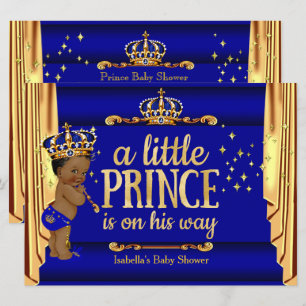 Royal Blue Gold Drapes Prince Baby Shower Ethnic L Invitation