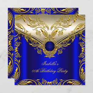 Royal Blue Gold Elegant Elite Birthday Party Invitation