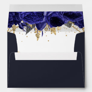 Royal Blue Gold Floral Envelope