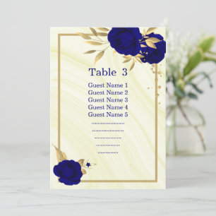 royal blue gold floral geometric seating chart  invitation