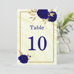 royal blue gold floral geometric table number