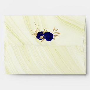royal blue gold floral marble wedding envelope