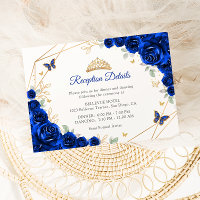 Royal Blue Gold Floral Quinceanera  Details