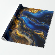Royal Blue & Gold Fluid Art