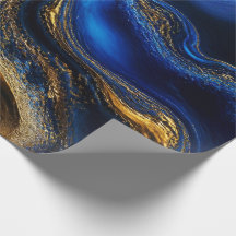 Royal Blue & Gold Fluid Art