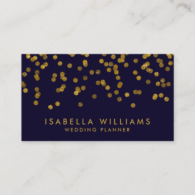 Royal Blue & Gold Foil Confetti Business Card (Front)