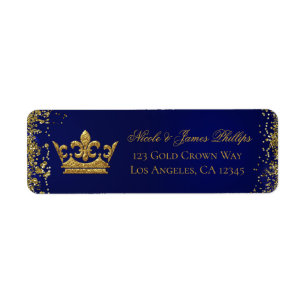 Royal Blue & Gold Glitter Crown Wedding Birthday