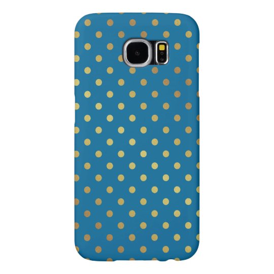 Royal Blue Gold Glitter Dots Adorable Pattern Samsung Galaxy S6 Cases