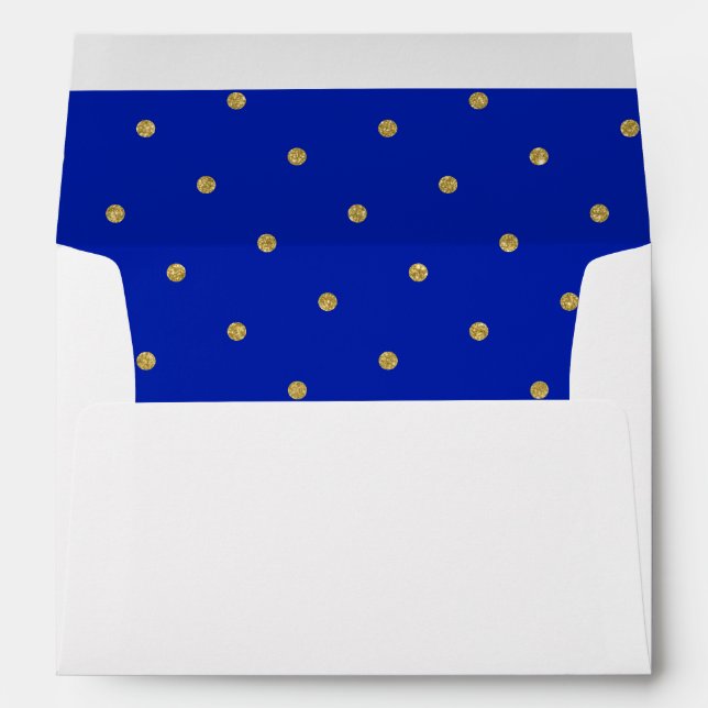 Royal Blue Gold Glitter Polka Dot Pattern Envelope (Back (Bottom))