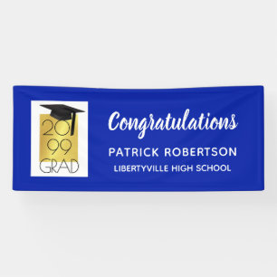 Royal Blue & Gold GRAD Custom Colour Graduatio Banner
