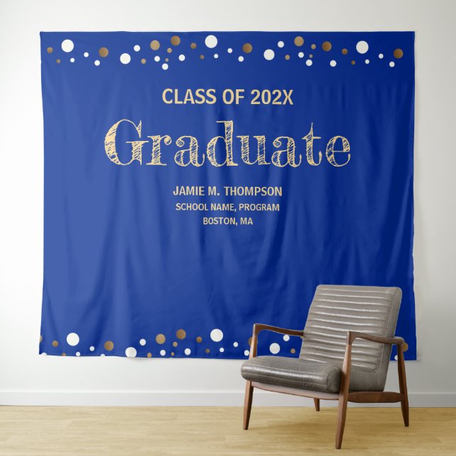 Royal Blue Gold graduation Class of 2024 backdrop Tapestry (In Situ (Horizontal))