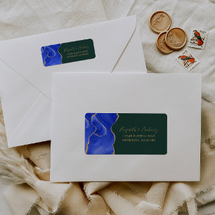 Royal Blue Gold Green Wedding Return Address