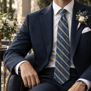 Royal Blue Gold Heritage Stripe Tie