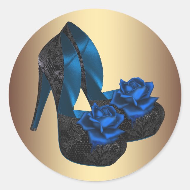 Royal Blue Gold High Heel Stickers (Front)