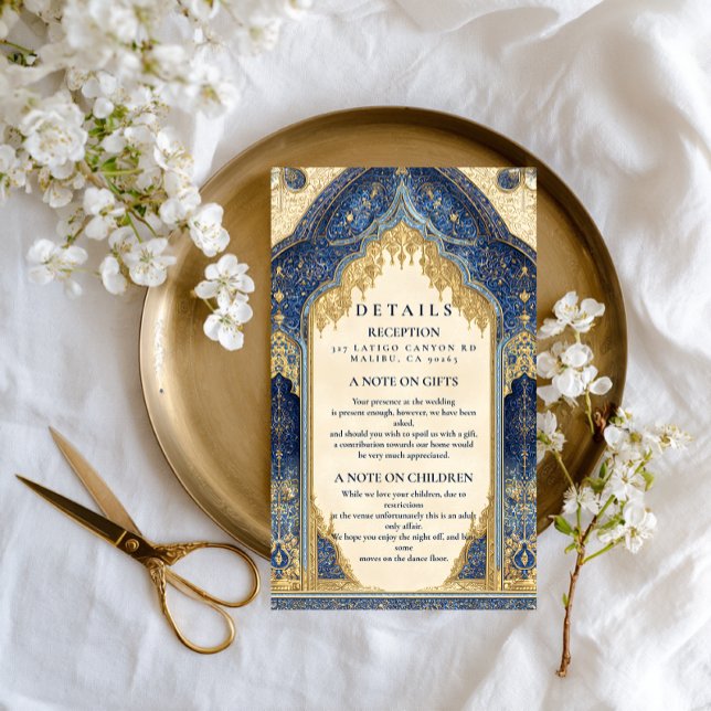 Royal Blue Gold Islamic Wedding Enclosure Card (Creator Uploaded)