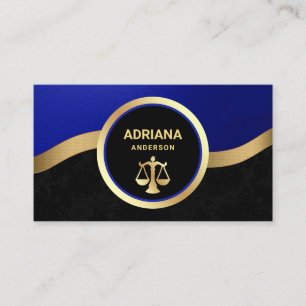 Royal Blue Gold Lawyer Justice Scale Attorney Business Card
