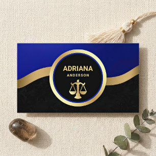 Royal Blue Gold Lawyer Justice Scale Attorney Business Card