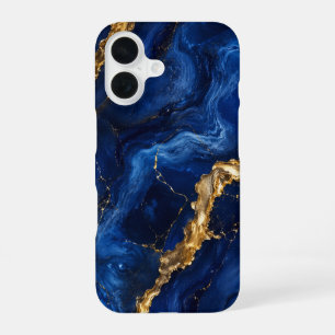 Royal Blue Gold Marble Premium Stylish iPhone 16 C Case