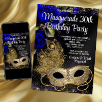 Royal Blue Gold Masquerade Party