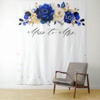 Royal Blue Gold Metallic Bridal shower miss to mrs