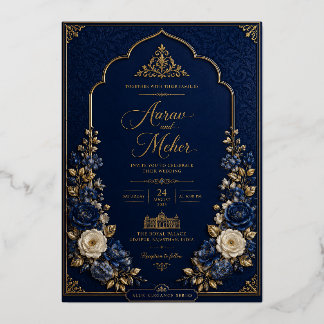 Royal Blue & Gold Palace Wedding Invitation | Blue