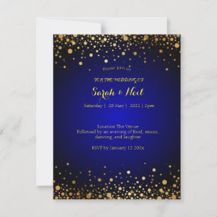 Royal Blue Gold Popular Wedding Invitation