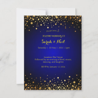 Royal Blue Gold Popular Wedding Invitation