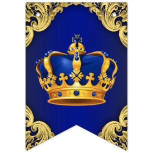 Royal Blue Gold Prince Baby Shower Bunting