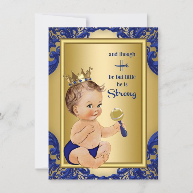 Royal Blue Gold Prince Baby Shower Invitation (Front)