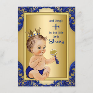 Royal Blue Gold Prince Baby Shower Invitation