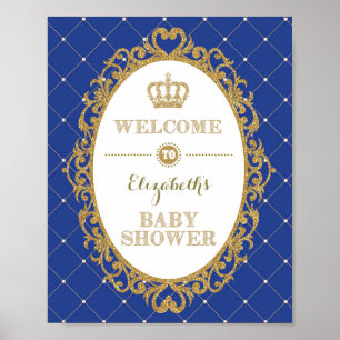 Royal Blue & Gold Prince Baby Shower Welcome Sign