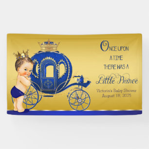 Royal Blue Gold Prince Carriage Baby Shower Banner