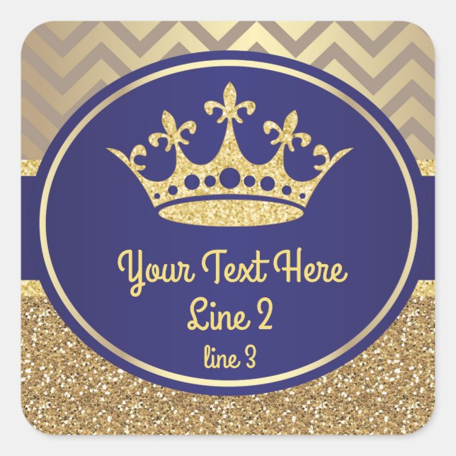 Royal Blue Gold Prince King Label Sticker (Front)