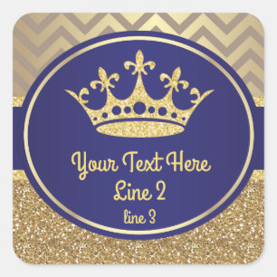 Royal Blue Gold Prince King Label Sticker