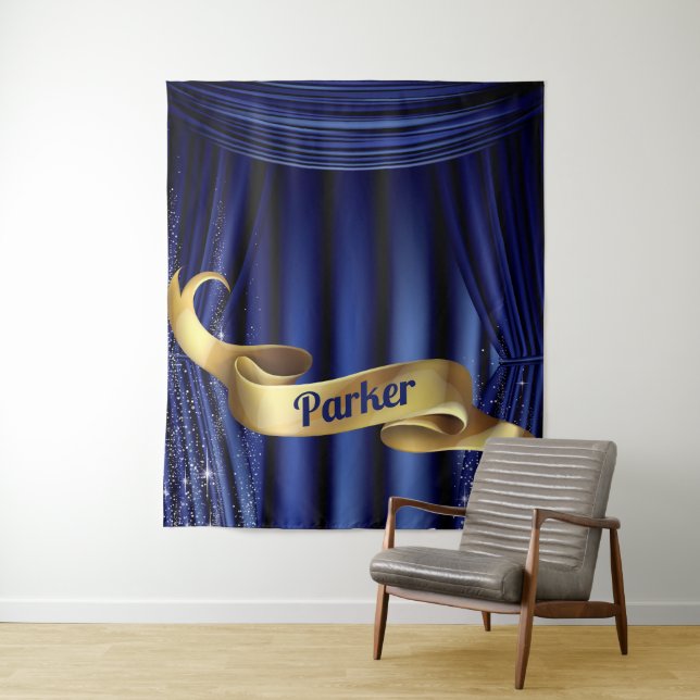 Royal Blue Gold Prince Personalised Tapestry (In Situ)