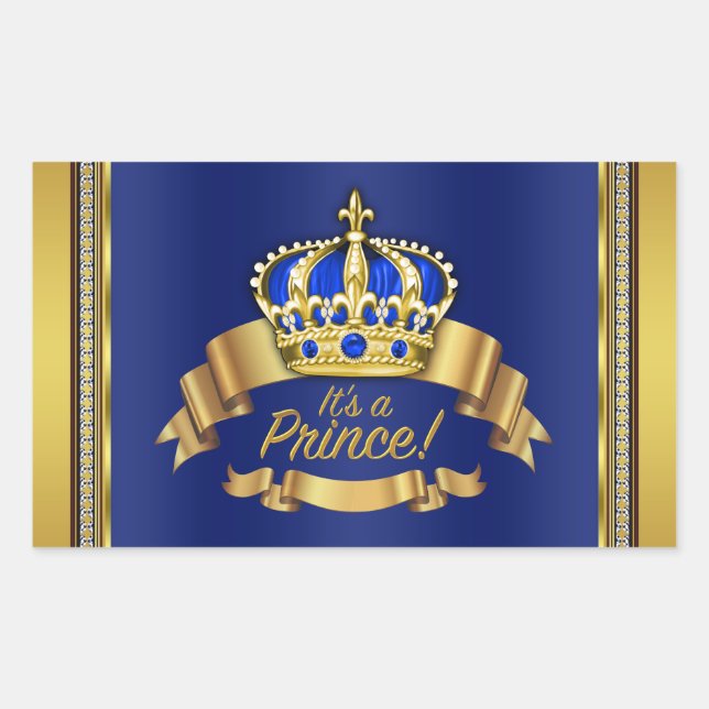 Royal Blue Gold Prince Water Bottle Label (Front)