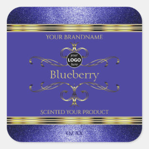 Royal Blue Gold Product Labels Glitter Border Logo